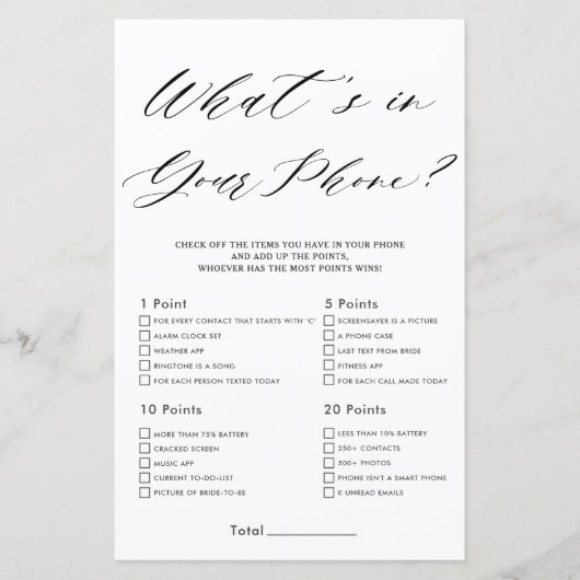 Minimalistisches Brautparty Was steckt in deinem H (Vorderseite)