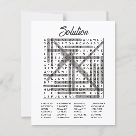 Minimalistisches Brautparty Word Search Simple Mod (Rückseite)