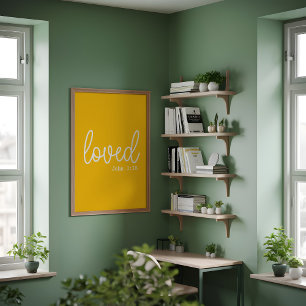 minimalistisches Bright Yellow Love Faith Zitat Poster