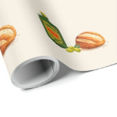 Minimalistisches Brot und Olivenöl Geschenkpapier (Rolleneckpunkt)