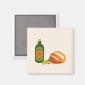 Minimalistisches Brot und Olivenöl Magnet (Vorderseite/Rückseite)