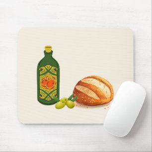 Minimalistisches Brot und Olivenöl Mousepad