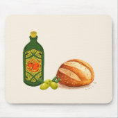 Minimalistisches Brot und Olivenöl Mousepad (Vorne)