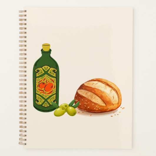 Minimalistisches Brot und Olivenöl Planer (Vorderseite)
