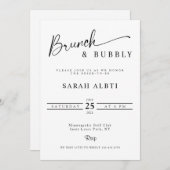 Minimalistisches Brunch & Bubbly-Brautparty Einladung (Vorne/Hinten)