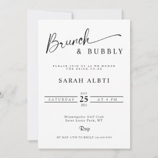 Minimalistisches Brunch & Bubbly-Brautparty Einladung