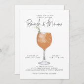 Minimalistisches Brunch & Mimosas Cocktail Brautpa Einladung (Vorne/Hinten)