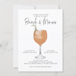 Minimalistisches Brunch & Mimosas Cocktail Brautpa Einladung