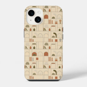 Minimalistisches Bücherregal-Muster mit Abstraktio iPhone 14 Hülle