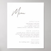 Minimalistisches Budget Modernes Hochzeitmenü Post Poster (Vorne)