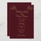 Minimalistisches Burgandy Wine Design Einladung (Vorne/Hinten)