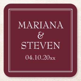 Minimalistisches Burgund der modernen Grenzregion Rechteckiger Pappuntersetzer