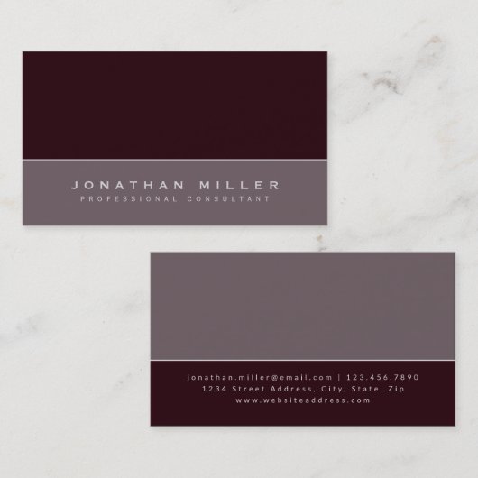 Minimalistisches Burgund & Grau | BERUFLICH Visitenkarte (Vorne/Hinten)