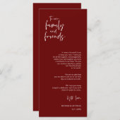 Minimalistisches Burgund, Platz Einstellung Dankes Programm (Vorne/Hinten)