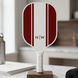 Minimalistisches Burgund- und Weißstreifen-Moderne Pickleball Schläger