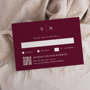 Minimalistisches Burgunderrot Chic Traditionell RSVP Karte