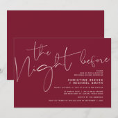 Minimalistisches Burgundy Hochzeitsessen Probe Einladung (Vorne/Hinten)