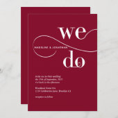 Minimalistisches Burgundy Red We Do Calligrafy Wed Einladung (Vorne/Hinten)