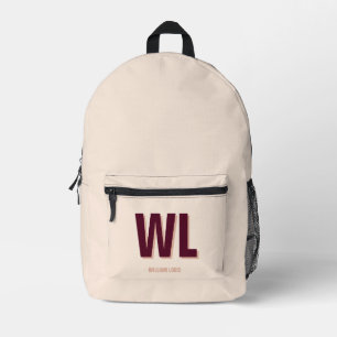 Minimalistisches Burgundy Rosa Personalisiertes Mo Bedruckter Rucksack