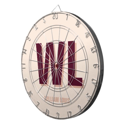 Minimalistisches Burgundy Rosa Personalisiertes Mo Dartscheibe (Vorderseite rechts)