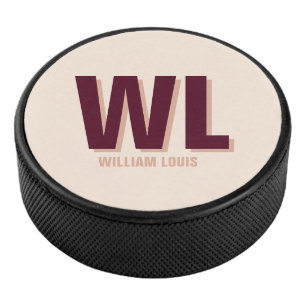 Minimalistisches Burgundy Rosa Personalisiertes Mo Eishockey Puck