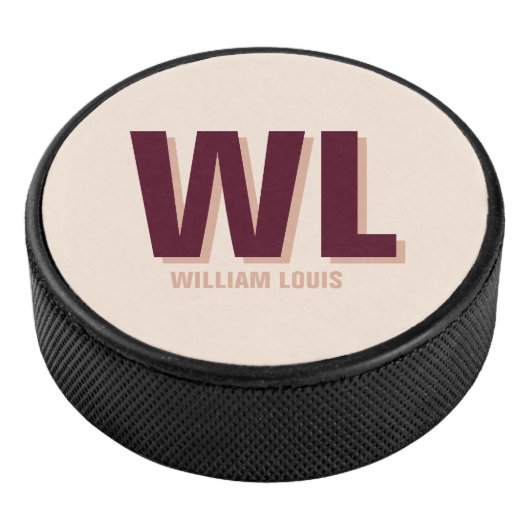 Minimalistisches Burgundy Rosa Personalisiertes Mo Eishockey Puck (3/4)
