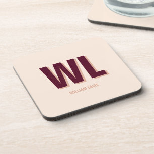 Minimalistisches Burgundy Rosa Personalisiertes Mo Getränkeuntersetzer
