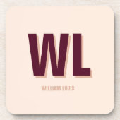 Minimalistisches Burgundy Rosa Personalisiertes Mo Getränkeuntersetzer (Vorderseite)