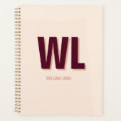 Minimalistisches Burgundy Rosa Personalisiertes Mo Planer (Vorderseite)