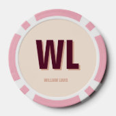 Minimalistisches Burgundy Rosa Personalisiertes Mo Pokerchips (Rückseite)