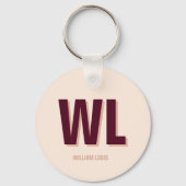Minimalistisches Burgundy Rosa Personalisiertes Mo Schlüsselanhänger (Rückseite)