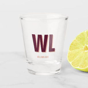 Minimalistisches Burgundy Rosa Personalisiertes Mo Schnapsglas