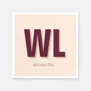 Minimalistisches Burgundy Rosa Personalisiertes Mo Serviette