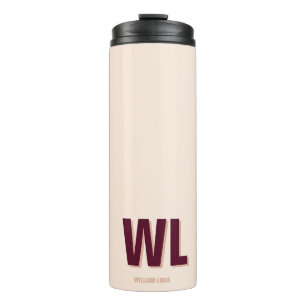 Minimalistisches Burgundy Rosa Personalisiertes Mo Thermosbecher