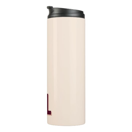 Minimalistisches Burgundy Rosa Personalisiertes Mo Thermosbecher (Nach rechts gedreht)