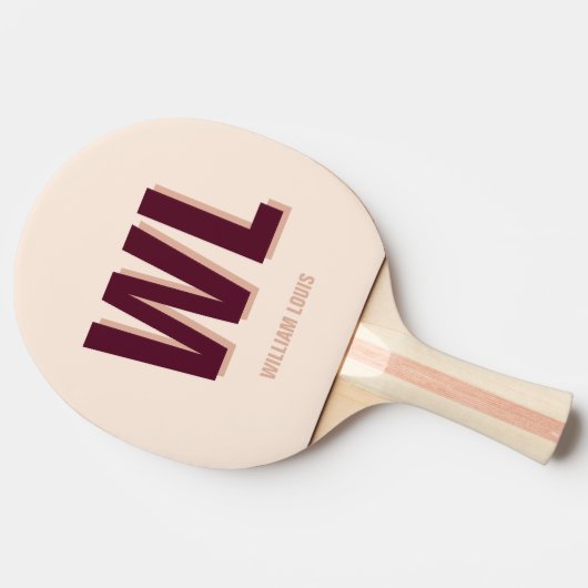 Minimalistisches Burgundy Rosa Personalisiertes Mo Tischtennis Schläger (Seitenansicht)