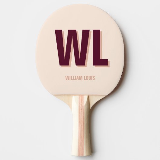 Minimalistisches Burgundy Rosa Personalisiertes Mo Tischtennis Schläger (Vorderseite)