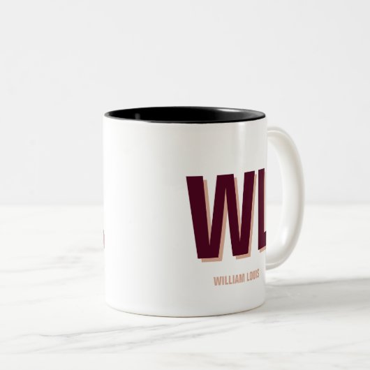 Minimalistisches Burgundy Rosa Personalisiertes Mo Zweifarbige Tasse (VorderseiteRechts)