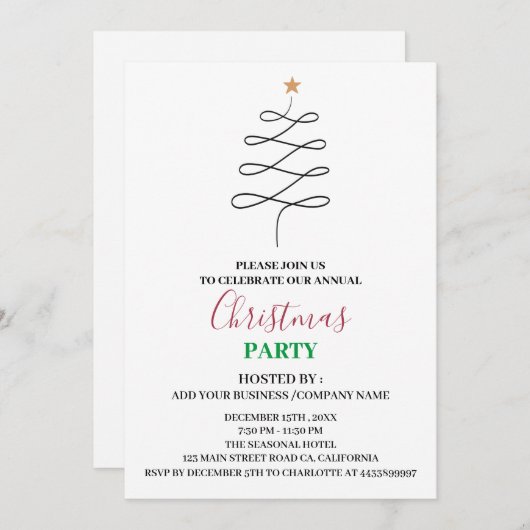 Minimalistisches Business Business Party Einladung (Vorne/Hinten)