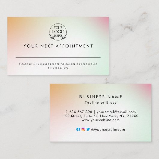 Minimalistisches Business Design mit benutzerdefin Terminkarte (Vorne/Hinten)