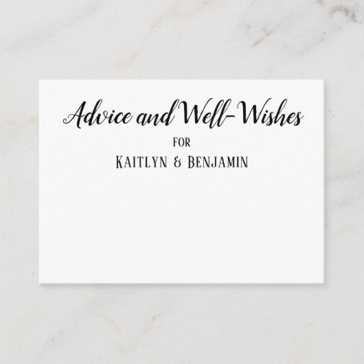 Minimalistisches BW-Script, Ratschläge & Wünsche-K Hinweiskarte (Vorderseite)