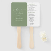 Minimalistisches Calligrafy Sage Green Wedding Pro Fächer (Vorne und Hinten)