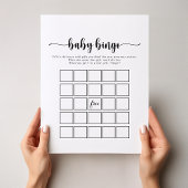 Minimalistisches Calligraphy Baby Bingo Showspiel
