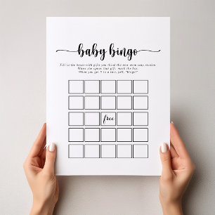 Minimalistisches Calligraphy Baby Bingo Showspiel