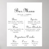 Minimalistisches Calligraphy Wedding Bar Menu Post Poster (Vorne)