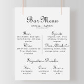 Minimalistisches Calligraphy Wedding Bar Menu Post Poster