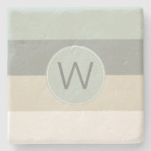 Minimalistisches Calming-Streifen-Muster mit Monog Steinuntersetzer (Vorderseite)