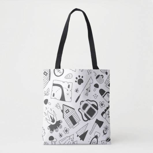 Minimalistisches Camping Totbeutel - Schwarz & Wei Tasche (Vorderseite)
