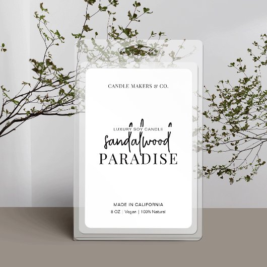 Minimalistisches Candle Jar Label Modernes Schwarz Lebensmitteletikett