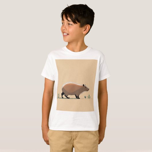 Minimalistisches Capybara-Seitenprofil in Jon Klas T-Shirt (Vorne ganz)